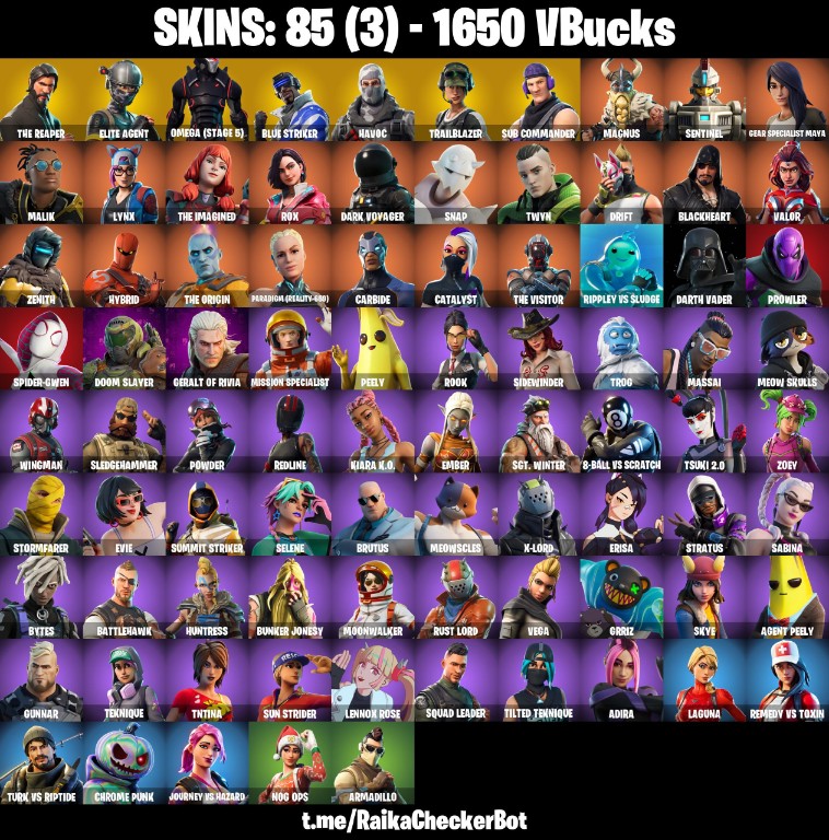 Fortnite Account ( PLAYSTATION / XBOX / PC / MOBILE / NINTENDO ) (THE REAPER, TAKE THE L, OMEGA (STAGE 5), ELITE AGENT, TRAILBLAZER) (85 Skins)
