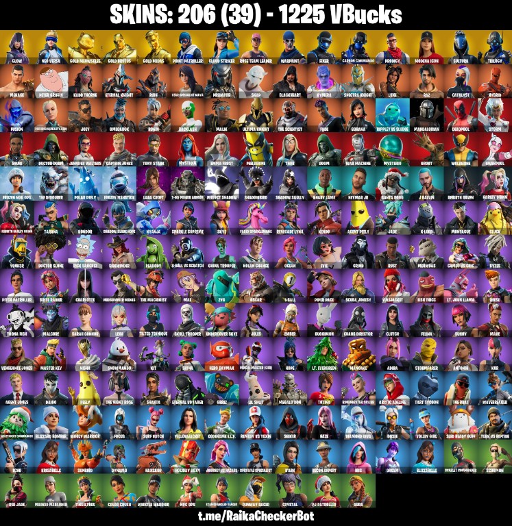 Fortnite Account ( PLAYSTATION / XBOX / PC / MOBILE / NINTENDO ) (LEVIATHAN AXE, GLOW, NEO VERSA, OG STW, GOLD MIDAS, MODENA ICON, GOLD MEOWSCLES, 1225 V-BUCKS) (206 Skins)