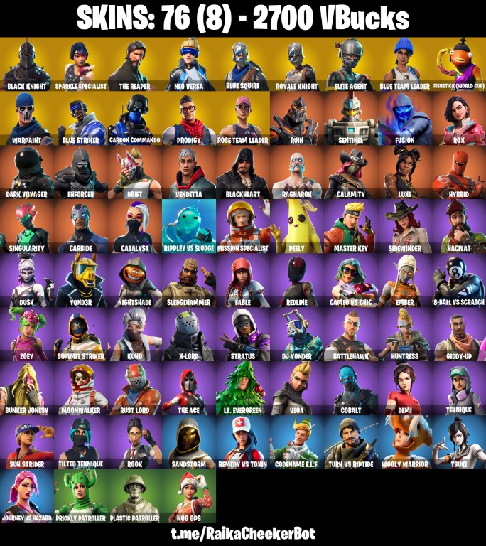 Fortnite Account ( PLAYSTATION / XBOX / PC / MOBILE / NINTENDO ) Black Knight, Sparkle Specialist, Floss, Neo Versa, Blue Squire, The Reaper, OG STW (76 Skins)