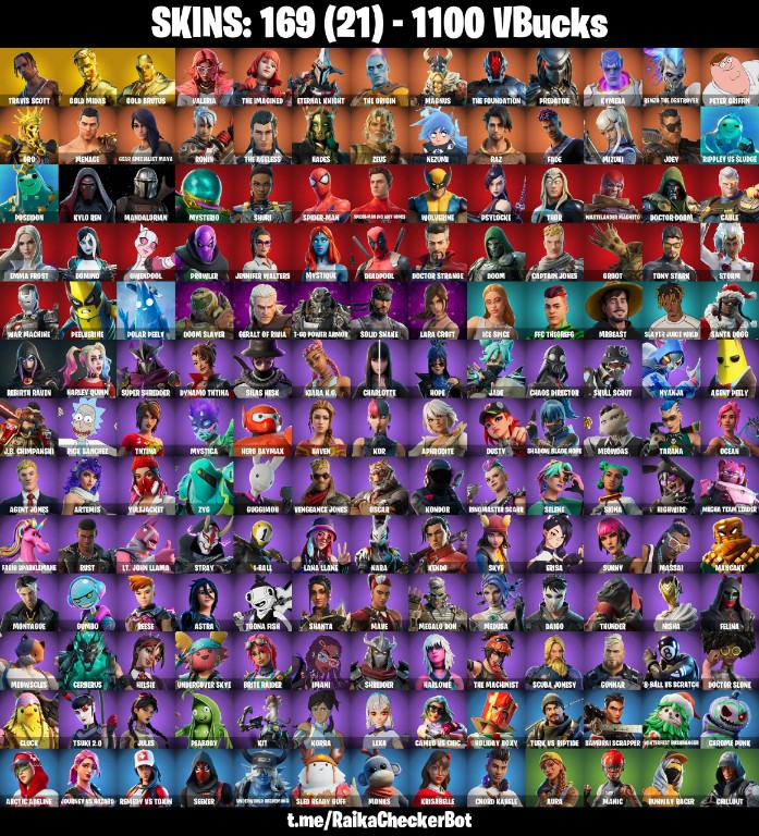 Fortnite Account ( PLAYSTATION / XBOX / PC / MOBILE / NINTENDO ) Travis Scott, Gold Midas, Gold Brutus (169 Skins)