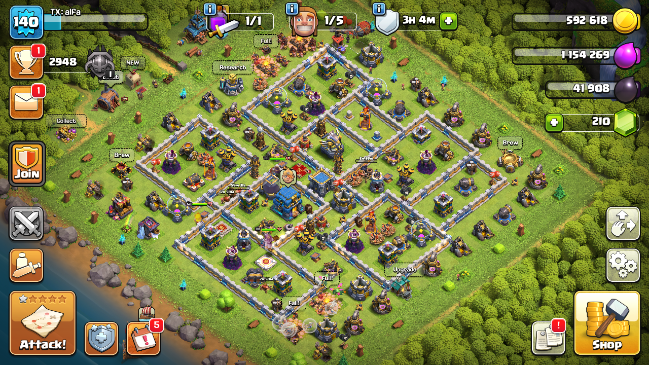 TH12| LVL140| Heroes(K53 Q63 W33)| BM9| War Stars413| 4Skins| Highest3611|C39