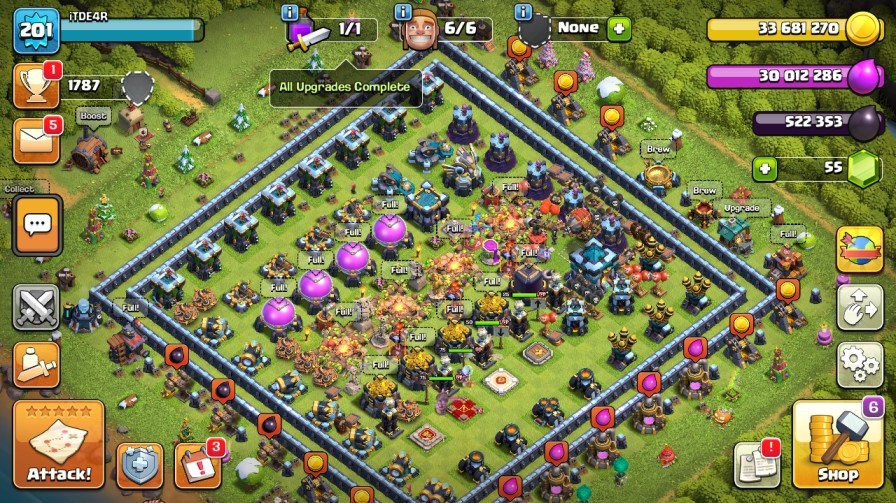 Max TH13 | LVL201 | Heroes(K75 Q75 W50 R25) | BM30 | War Stars750 | 16Skins | Highest4929|F848