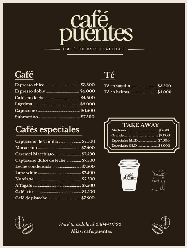 Carta Café Puentes — Hoja 1