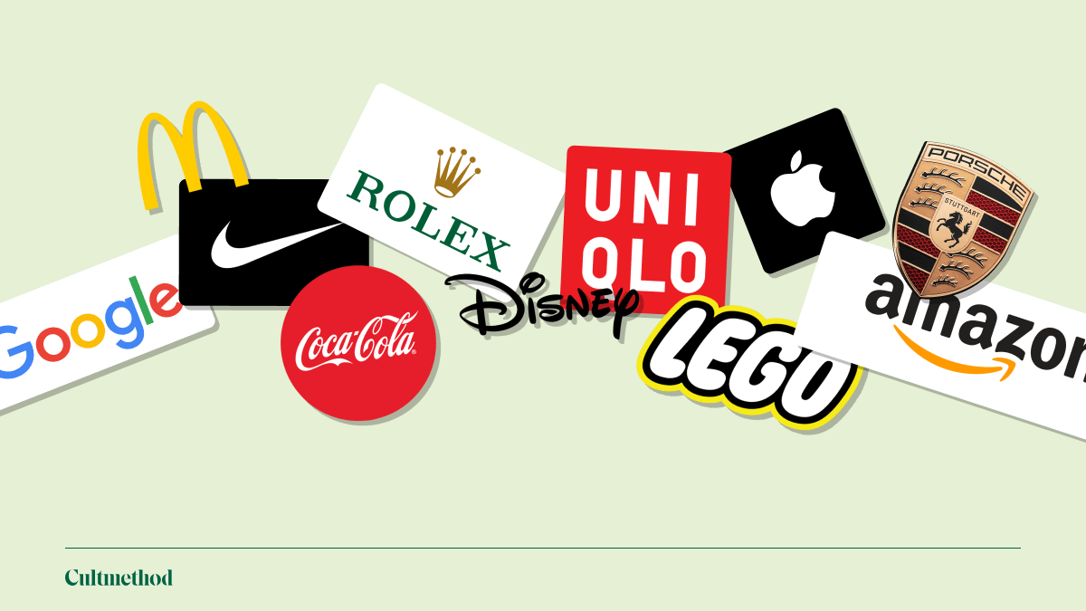 Collage of well-known business brand logos like Apple, Porsche, Amazon, and Coca-Cola