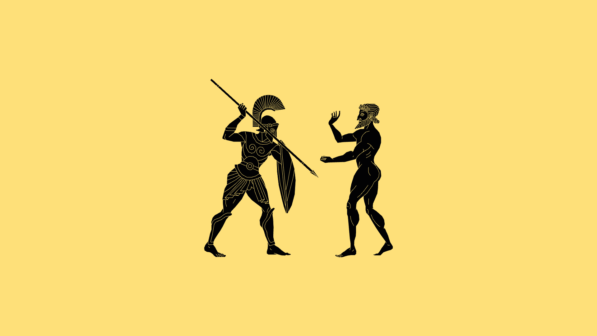 Vectorised illustration in the style of ancient Greek red-figure pottery