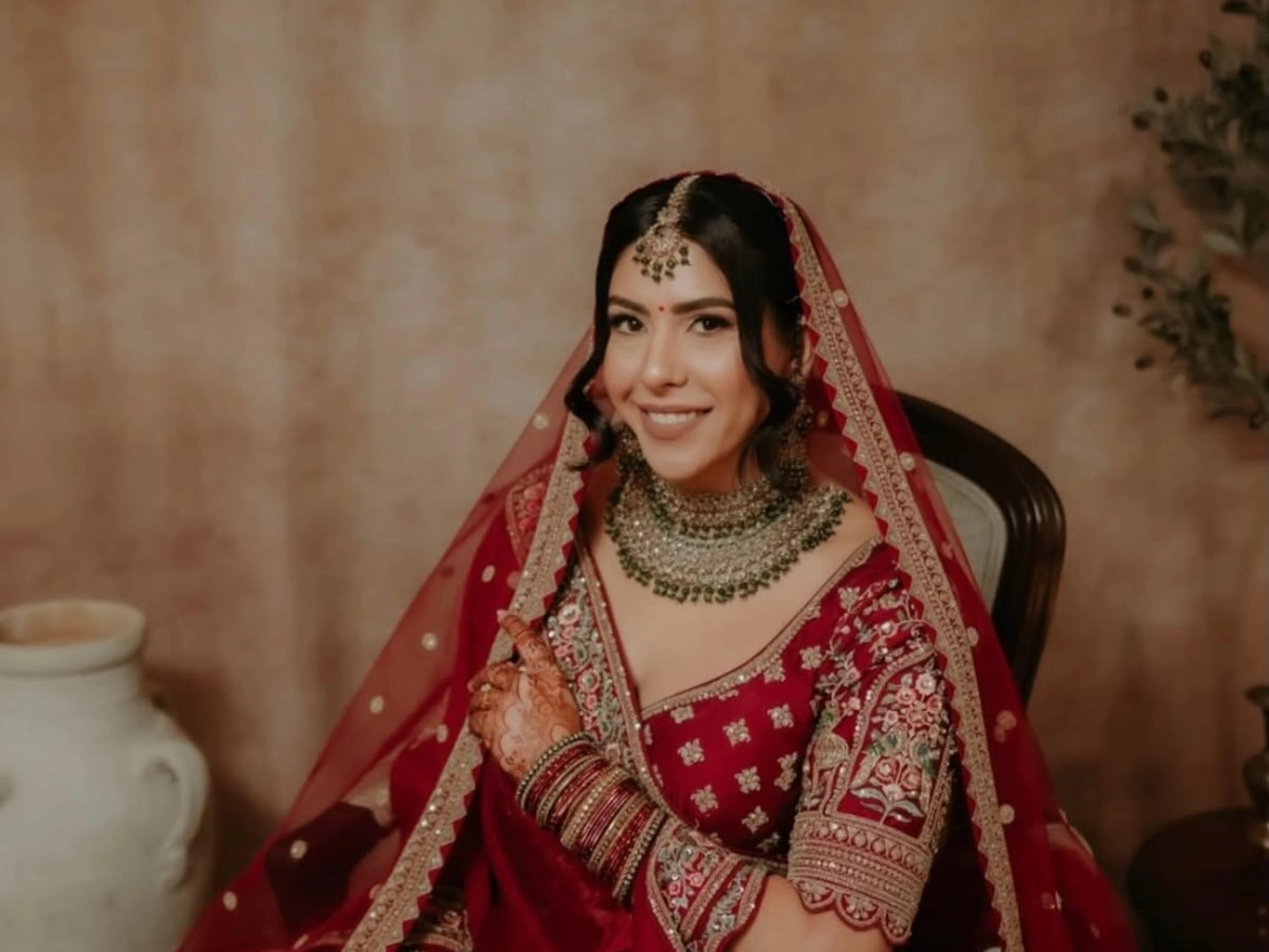 Red and Gold Embroidered Lehenga for Bridal Ceremony in Brampton