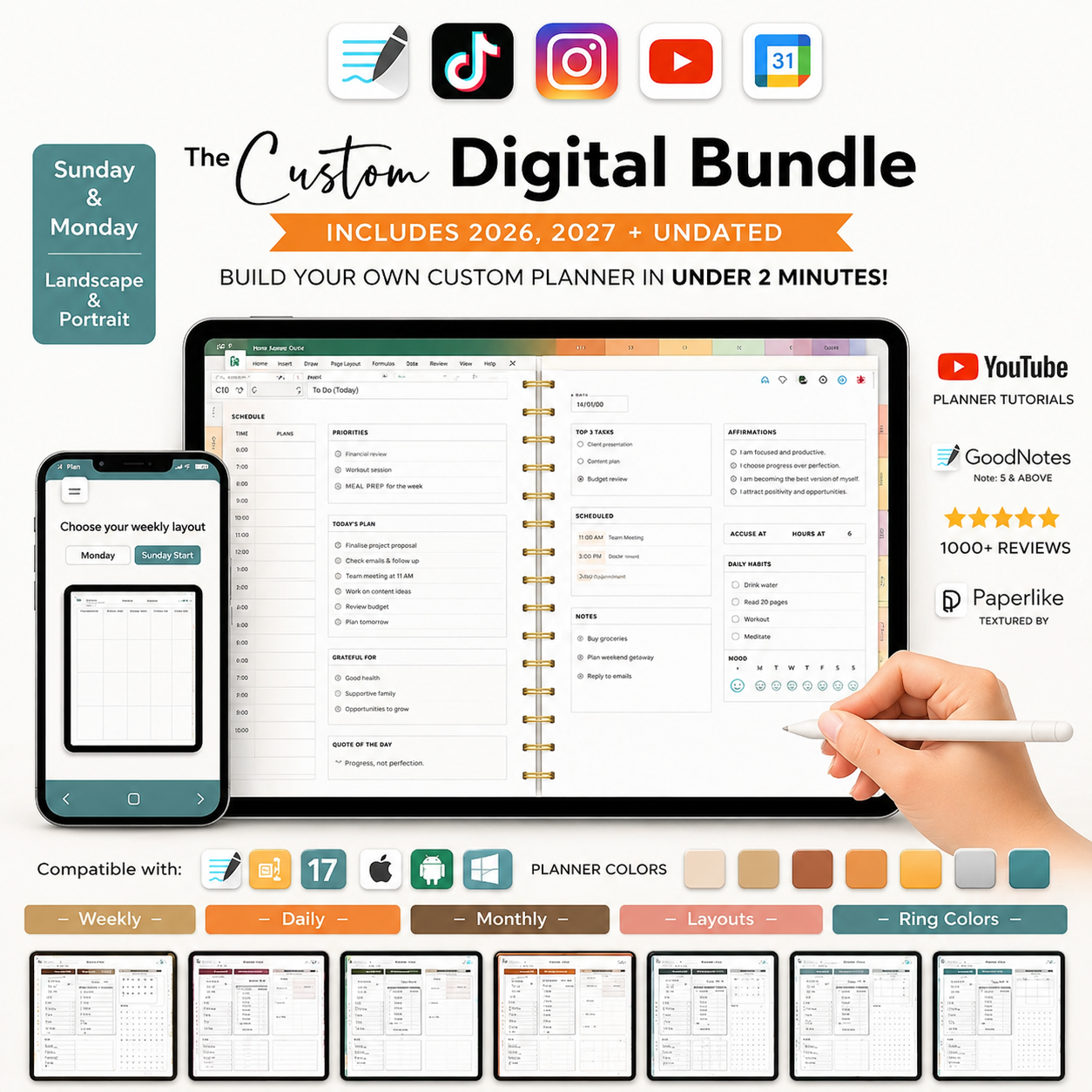 Custom Digital Planner Bundle: 2026, 2027 & Undated