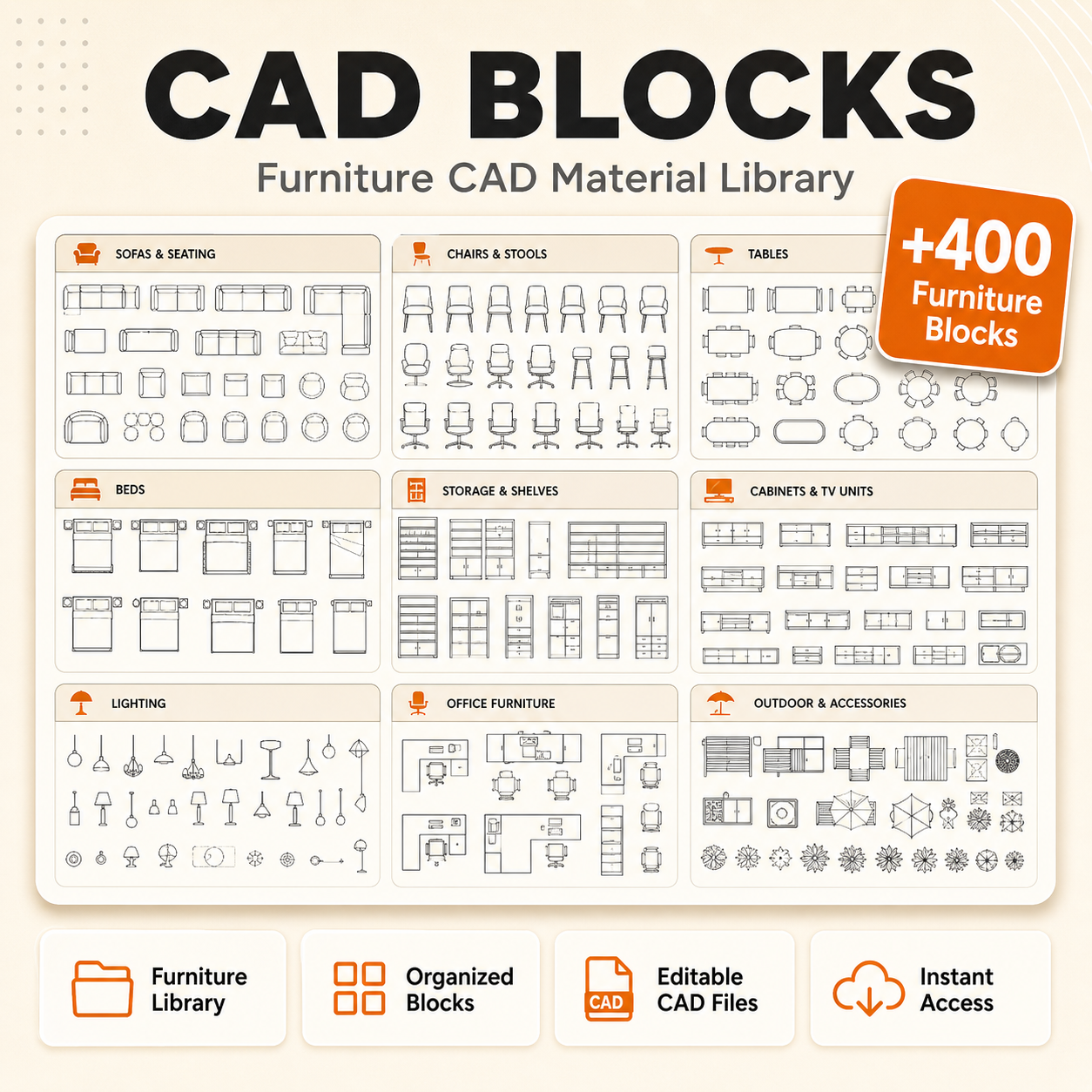 Furniture CAD Blocks DWG AutoCAD 2D Library