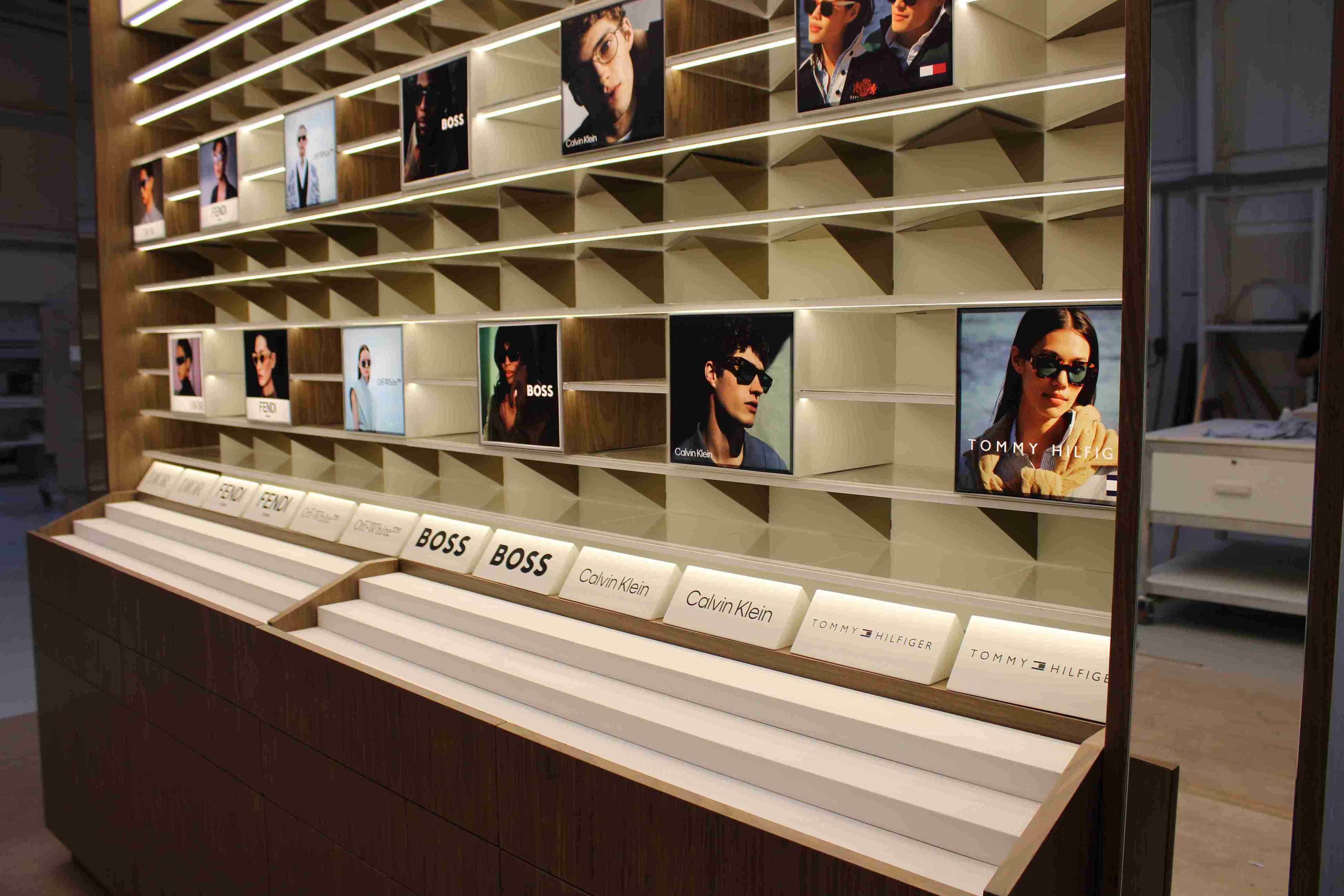 Unigraf custom retail eyewear wall display