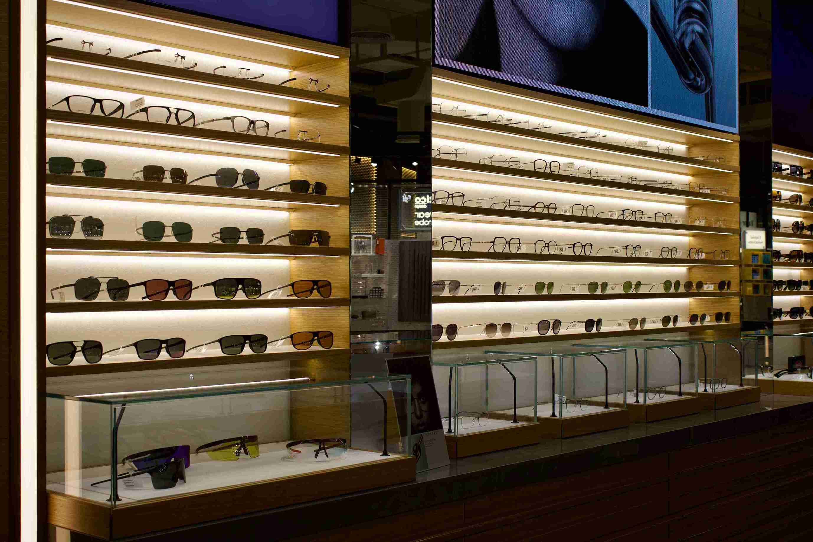 Retail eyewear wall display by Unigraf UAE