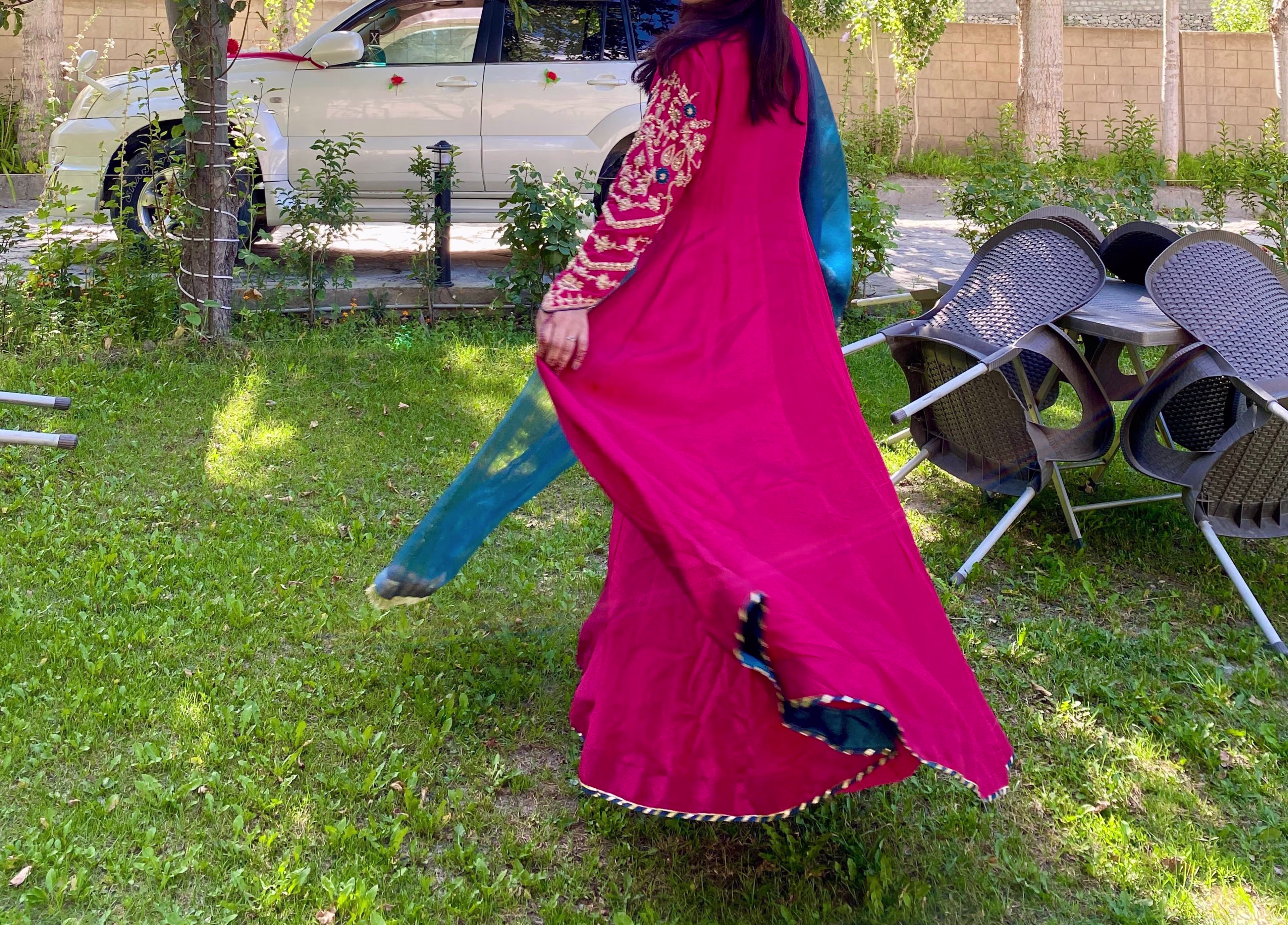 Self-Designed Pure Silk Dress with Organza Dupatta