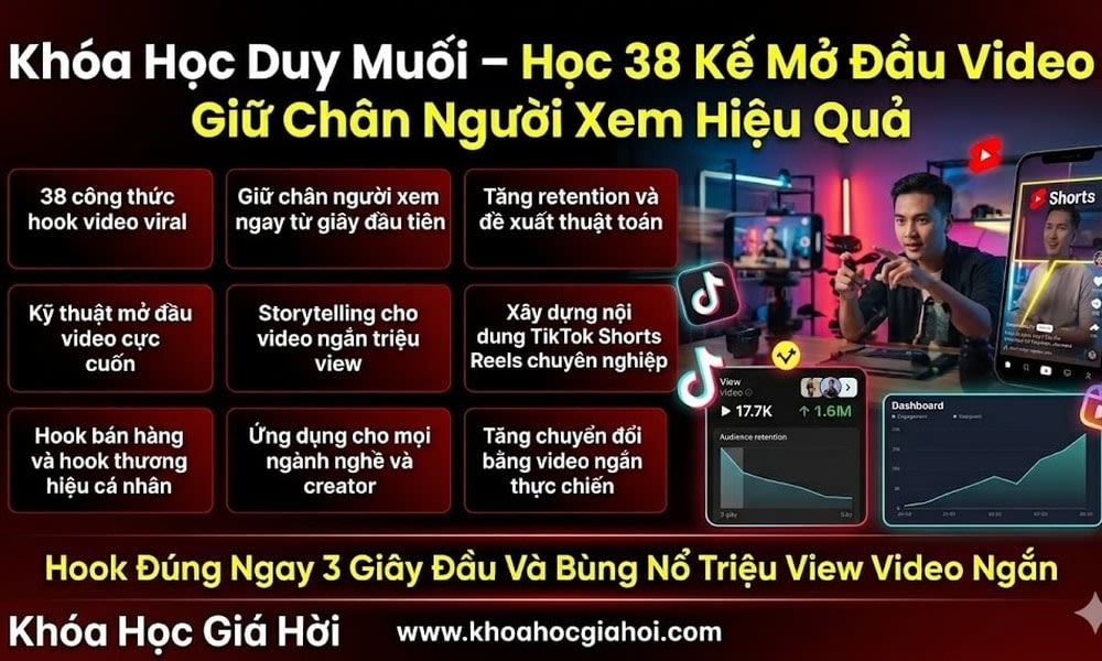 Khóa Học Duy Muối – Học 38 Kế Mở Đầu Video Giữ Chân Người Xem Hiệu Quả