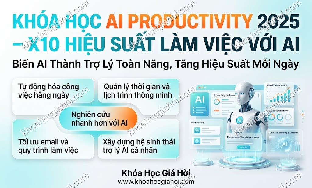 Khóa Học AI Productivity 2025 – X10 Hiệu Suất Làm Việc Với AI