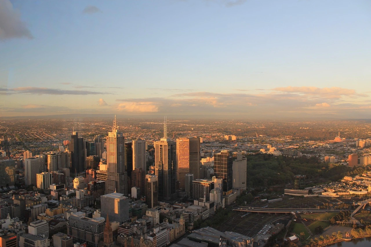 Melbourne city skyline beyond the City of Knox — ME CABS taxi and airport transfer service