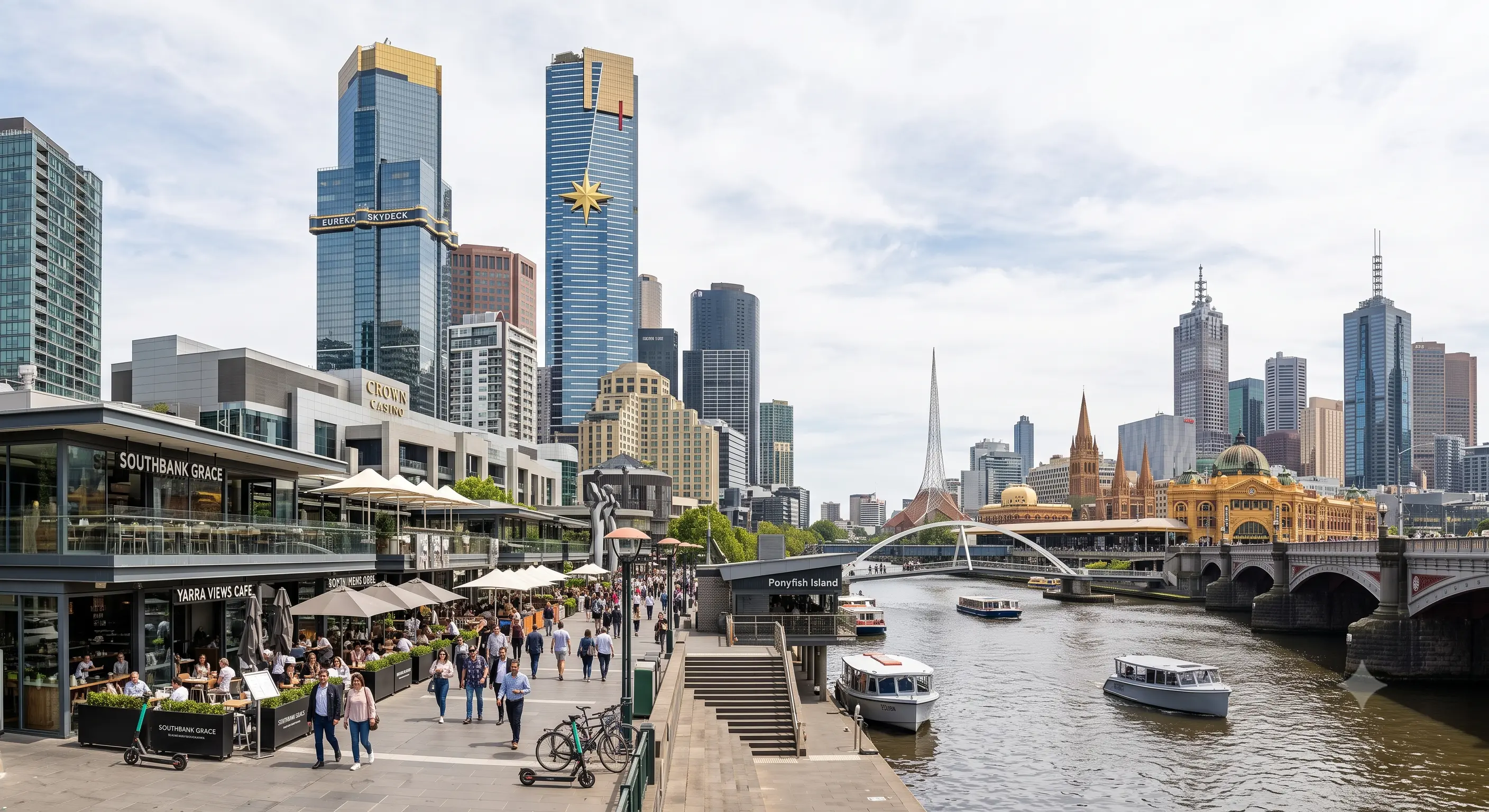 Melbourne skyline over the Yarra River at dusk, ME CABS fixed-fare taxi in Southbank