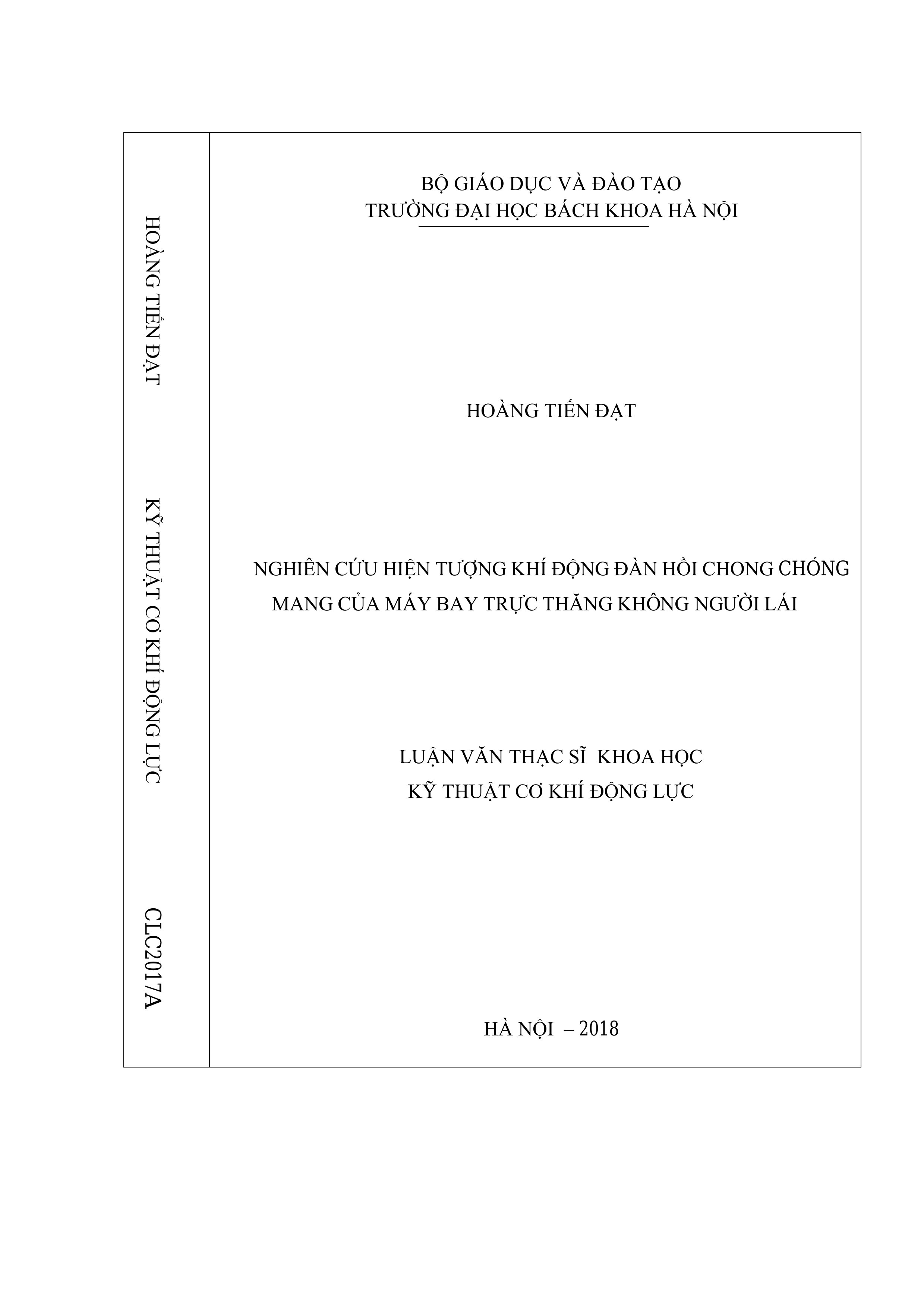 Nghiên cứu hiện tượng khí động đàn hồi chong chóng mang của máy bay trực thăng không người lái