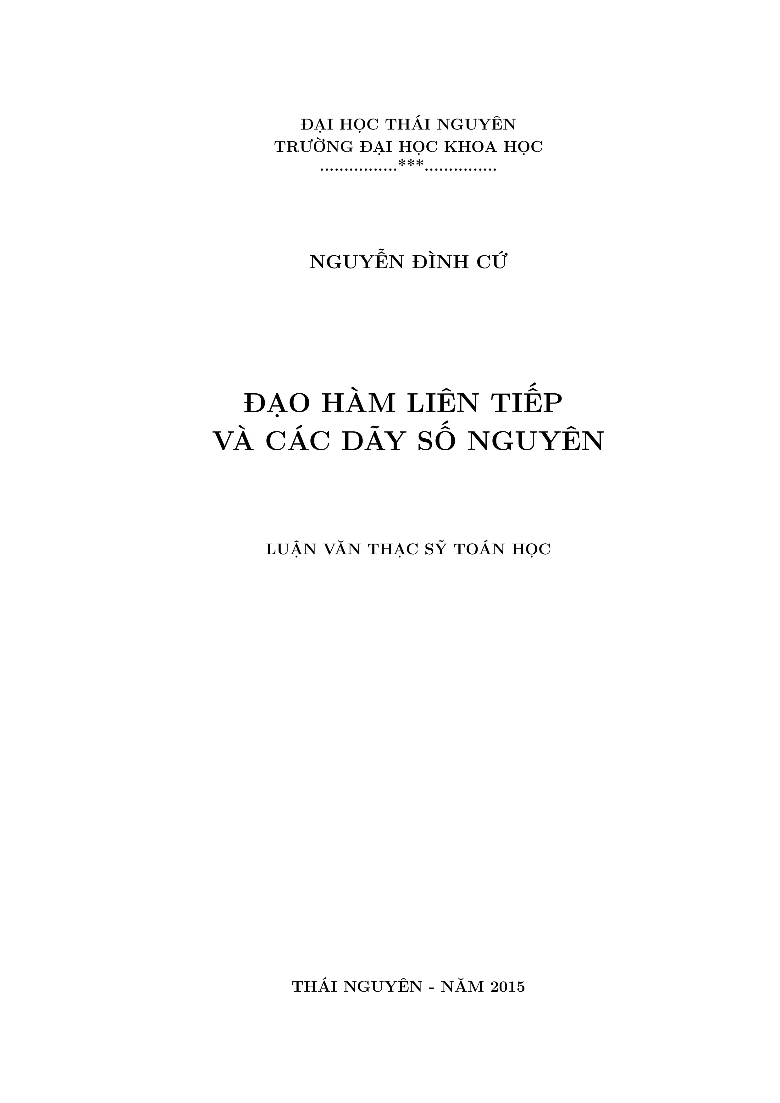 Đạo hàm liên tiếp và các dãy số nguyên