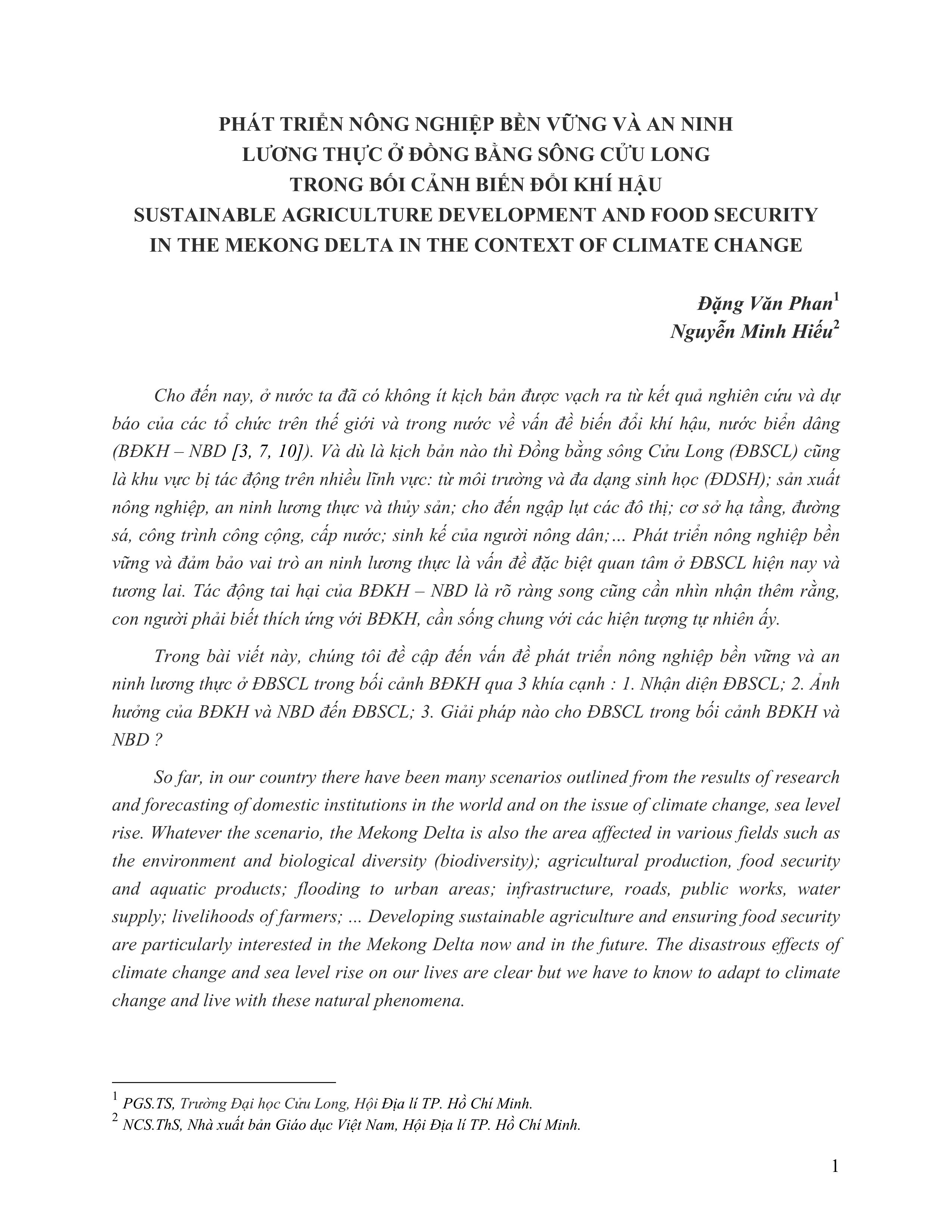 SUSTAINABLE AGRICULTURE DEVELOPMENT AND