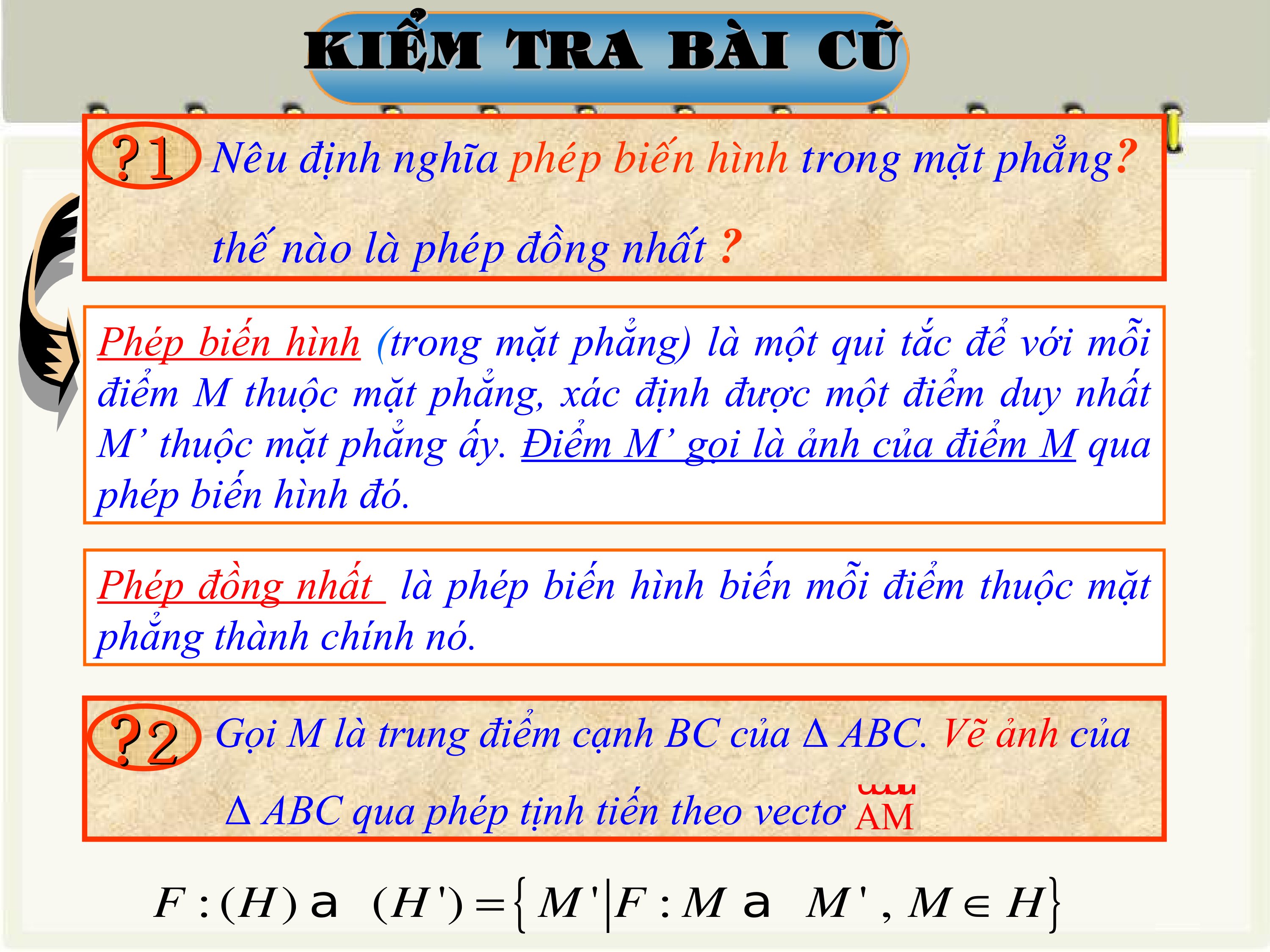 Hình học 11 Nâng cao: Chương I. §2. Phép tịnh tiến và phép dời hình