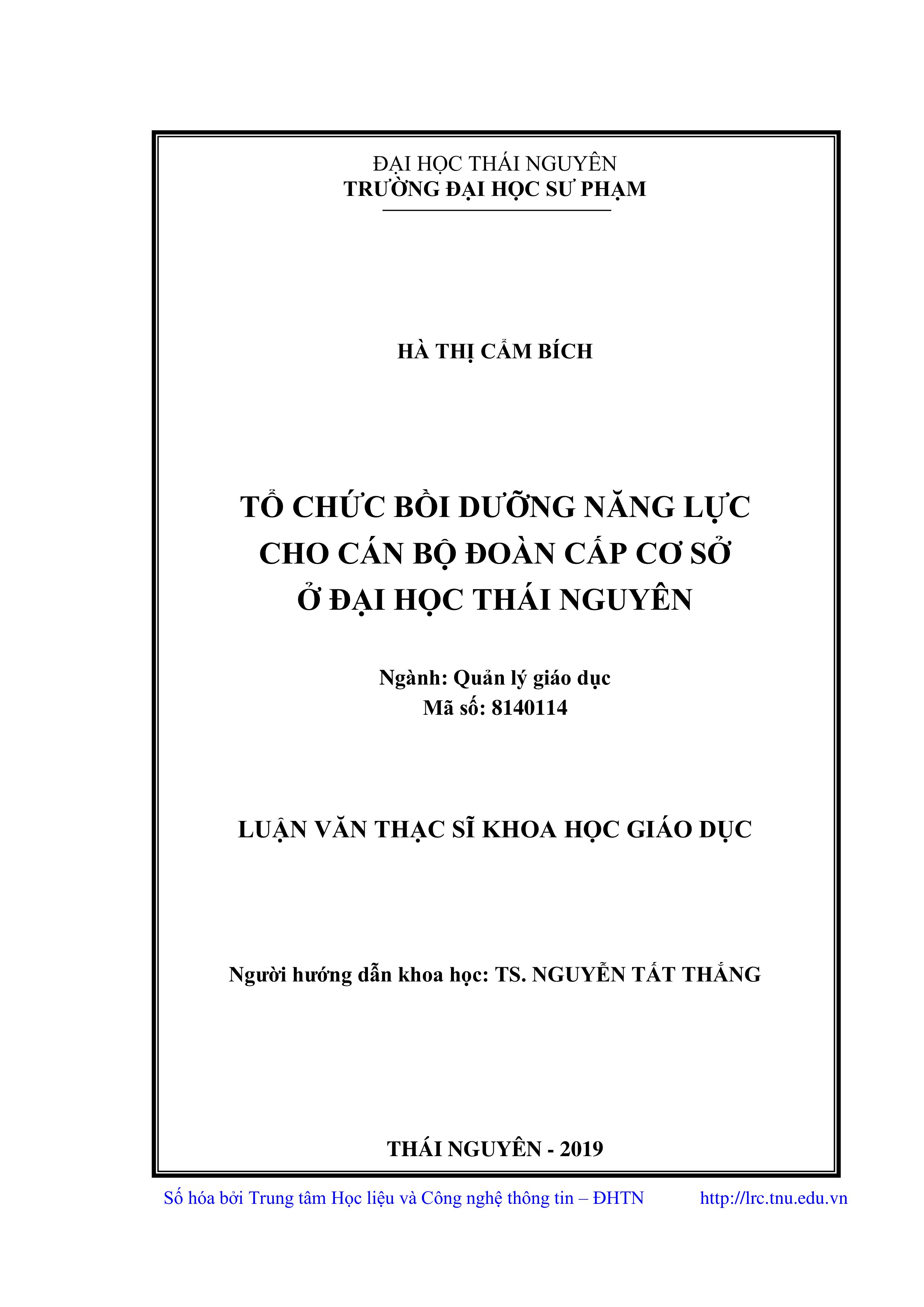 Tổ chức bồi dưỡng năng lực cho cán bộ đoàn cấp cơ sở ở Đại học Thái Nguyên