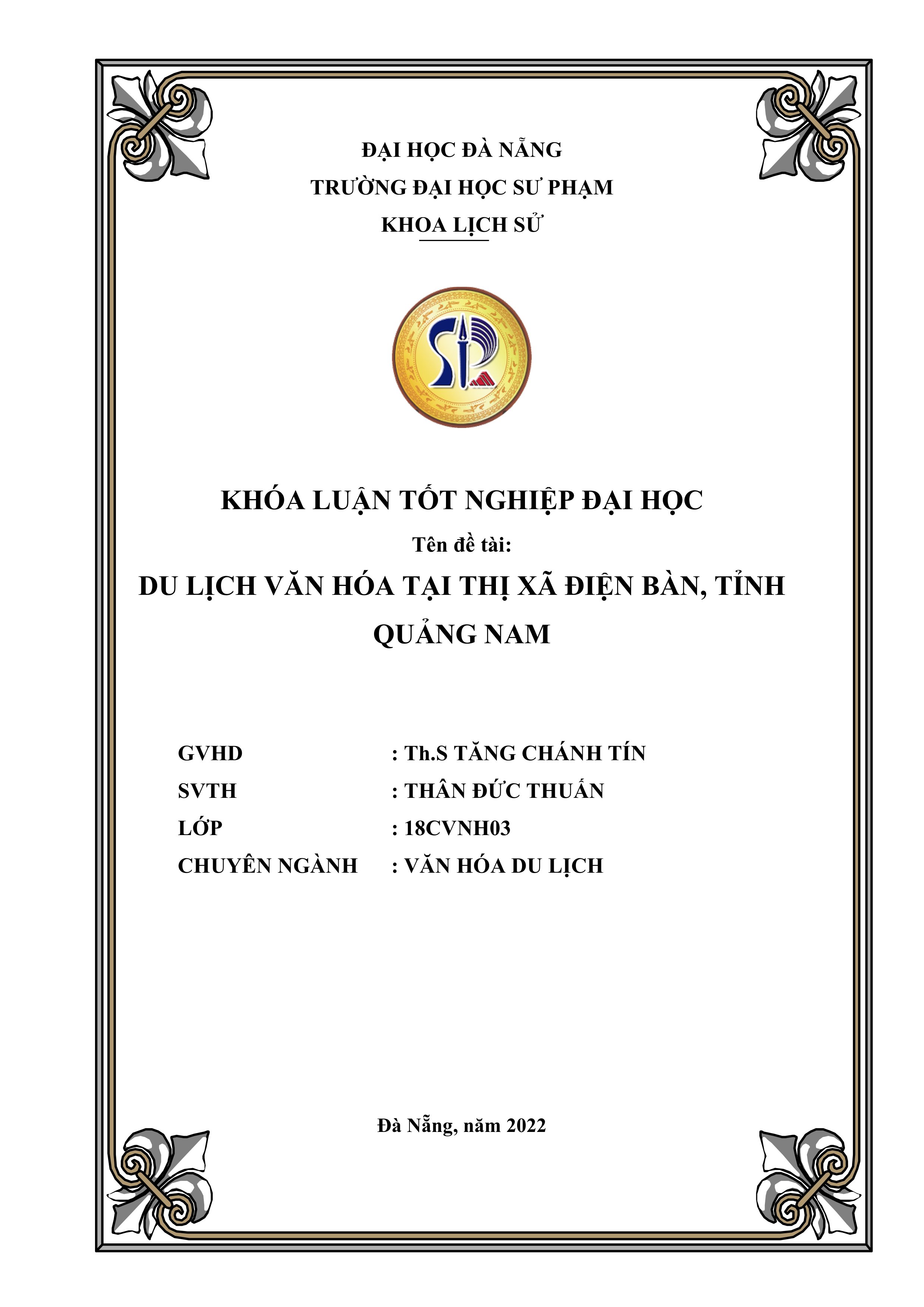 Du lịch văn hóa tại thị xã điện bàn, tỉnh quảng nam