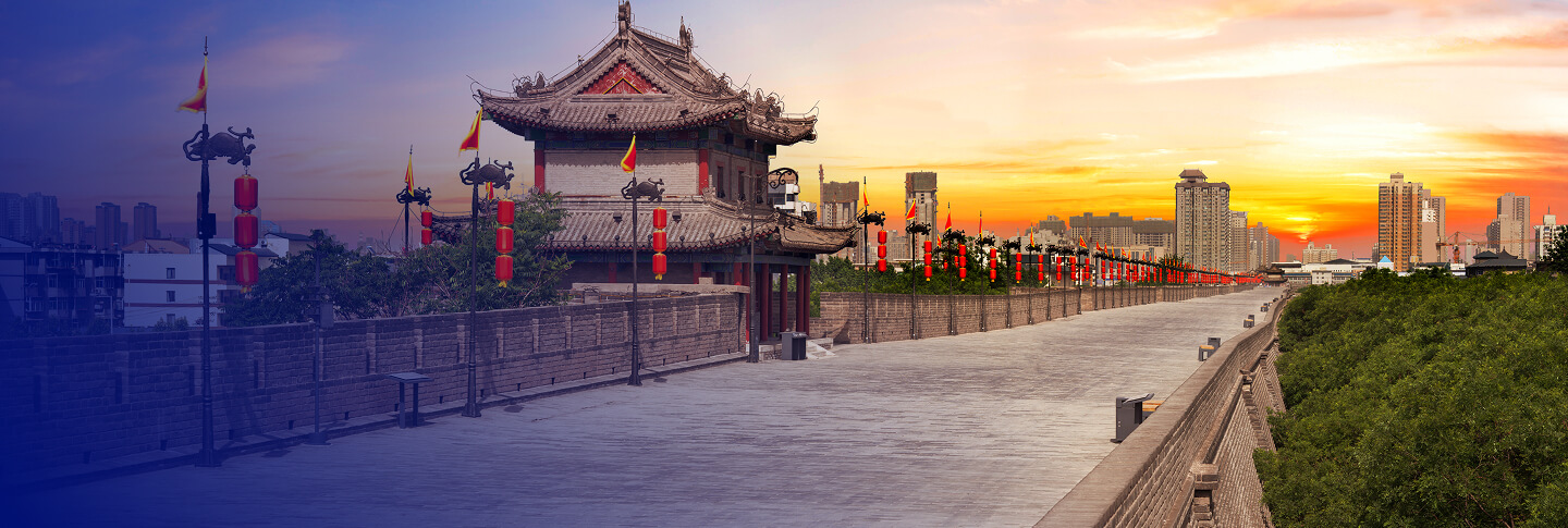 Muralha histórica da cidade em Xian China