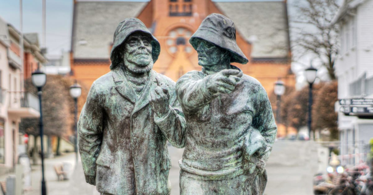 Historical walk in Haugesund sculpture by sculpture Fjord Norway