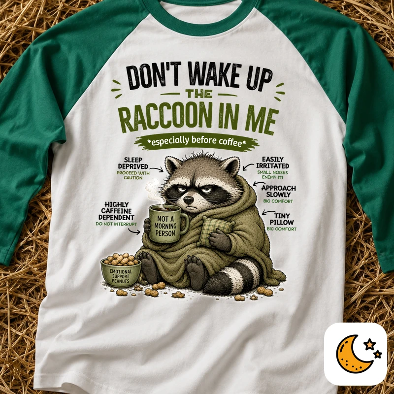100% cotton sleep shirt - Don't wake up the raccoon in me!