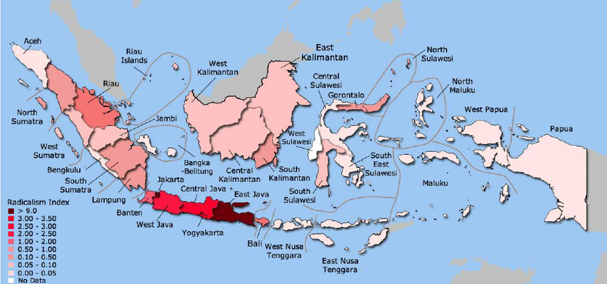 Geographic map showing risk zones