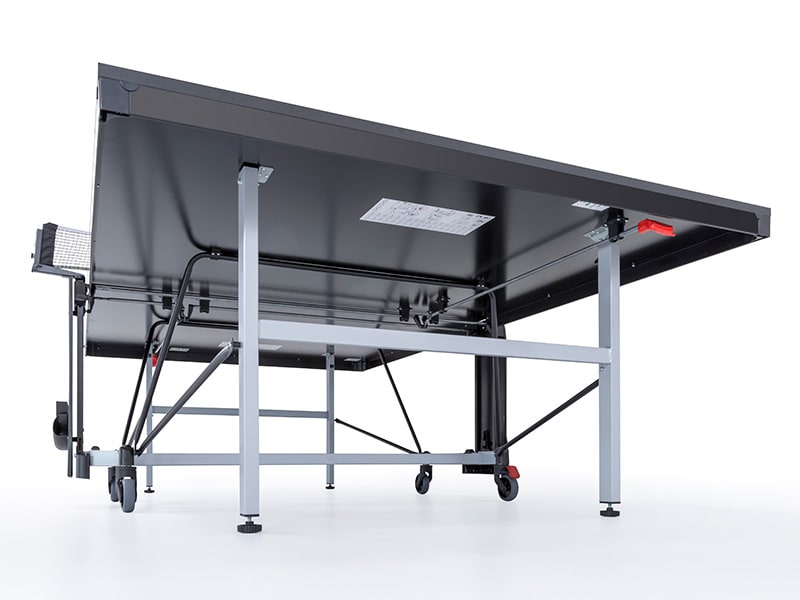 Powder-coated frame and undercarriage of the Portland Indoor table