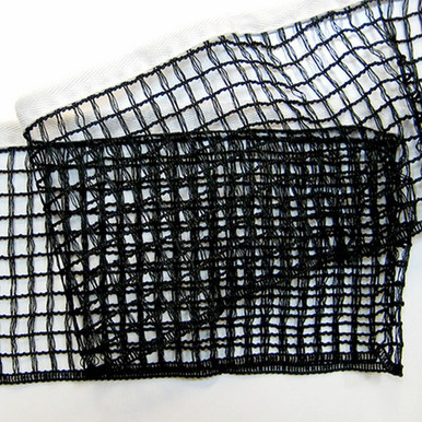 Folded black standard PingPong replacement net with white top tape