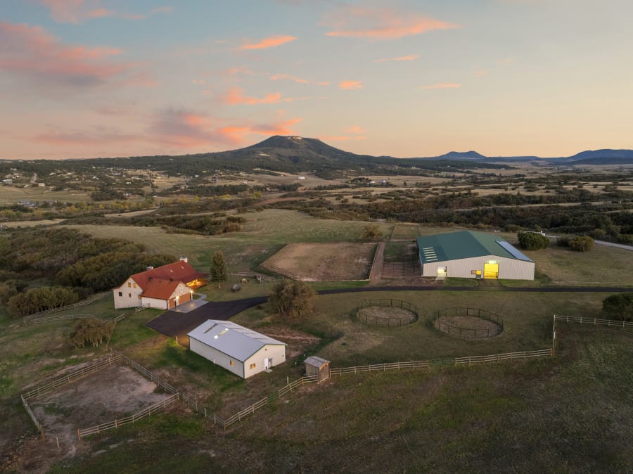 Colorado ranch property at dusk