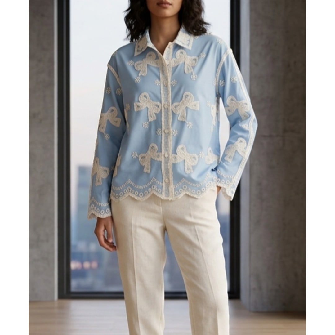 Korean Bow - Emroidered Shirt