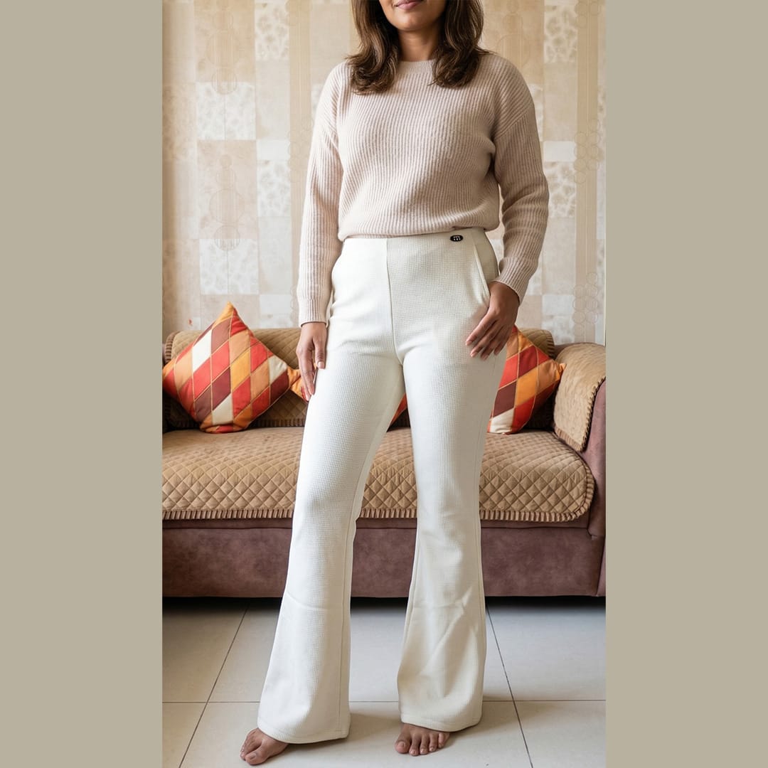 Waffle Knit High Waist Flares