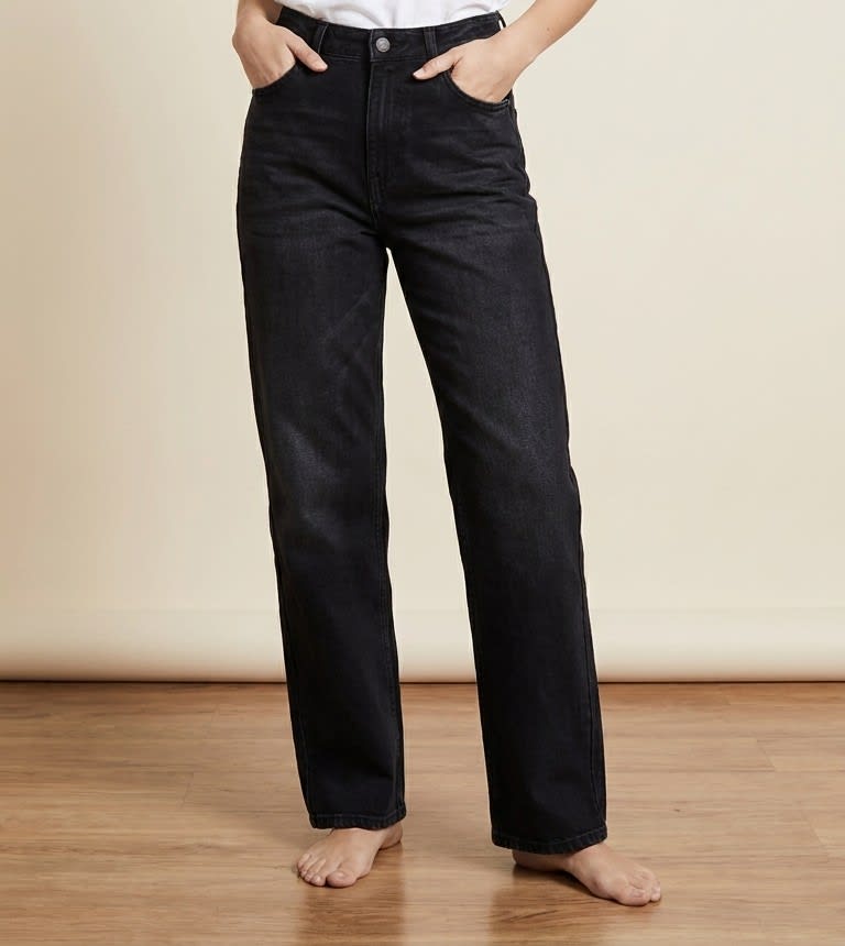 Super wide leg black denim