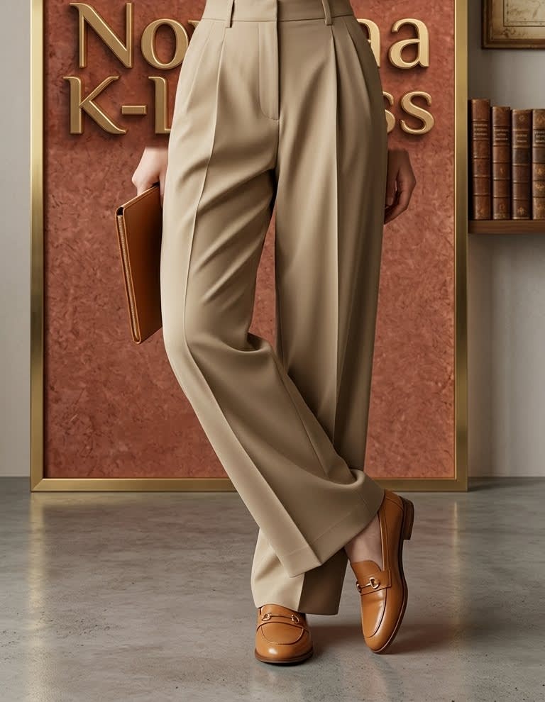 High Waist Pleated Wide Leg Trousers