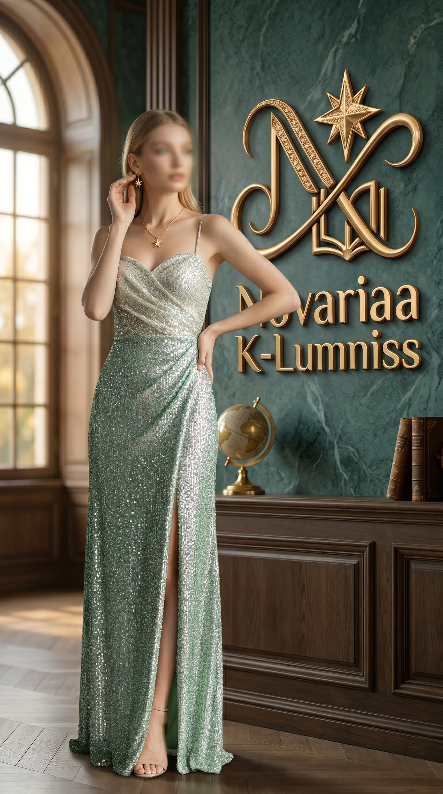 Silver Shimmer Sweatheart High Slit Evening Gown