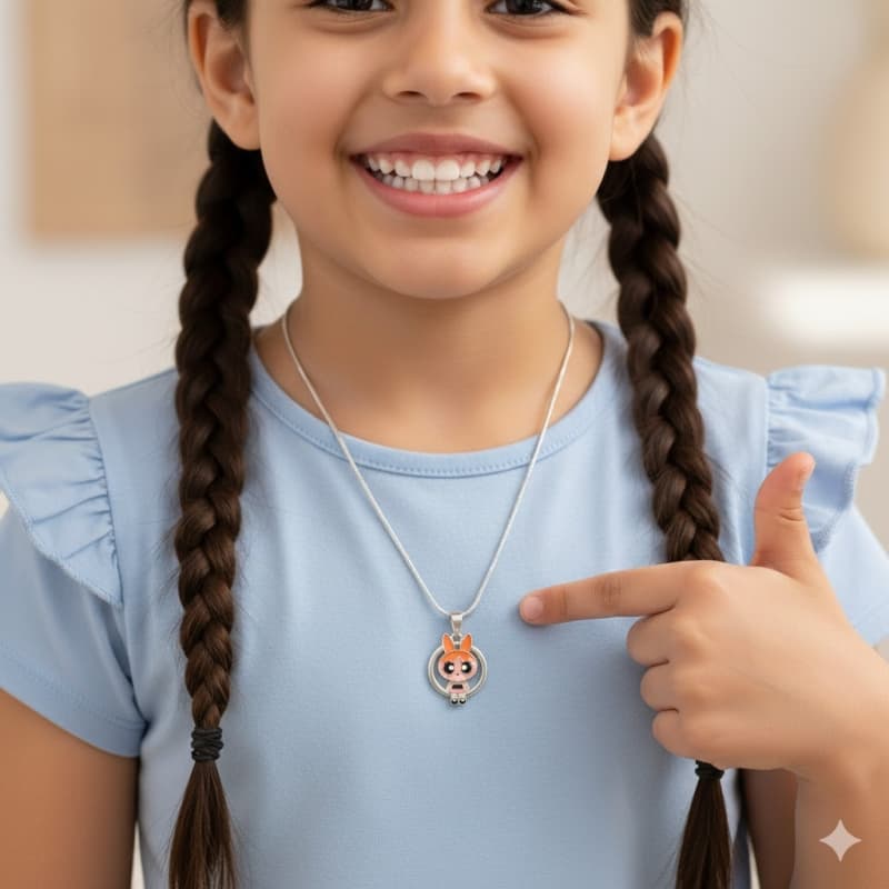 Girls Super Hero Character 925Silver Locket with chain