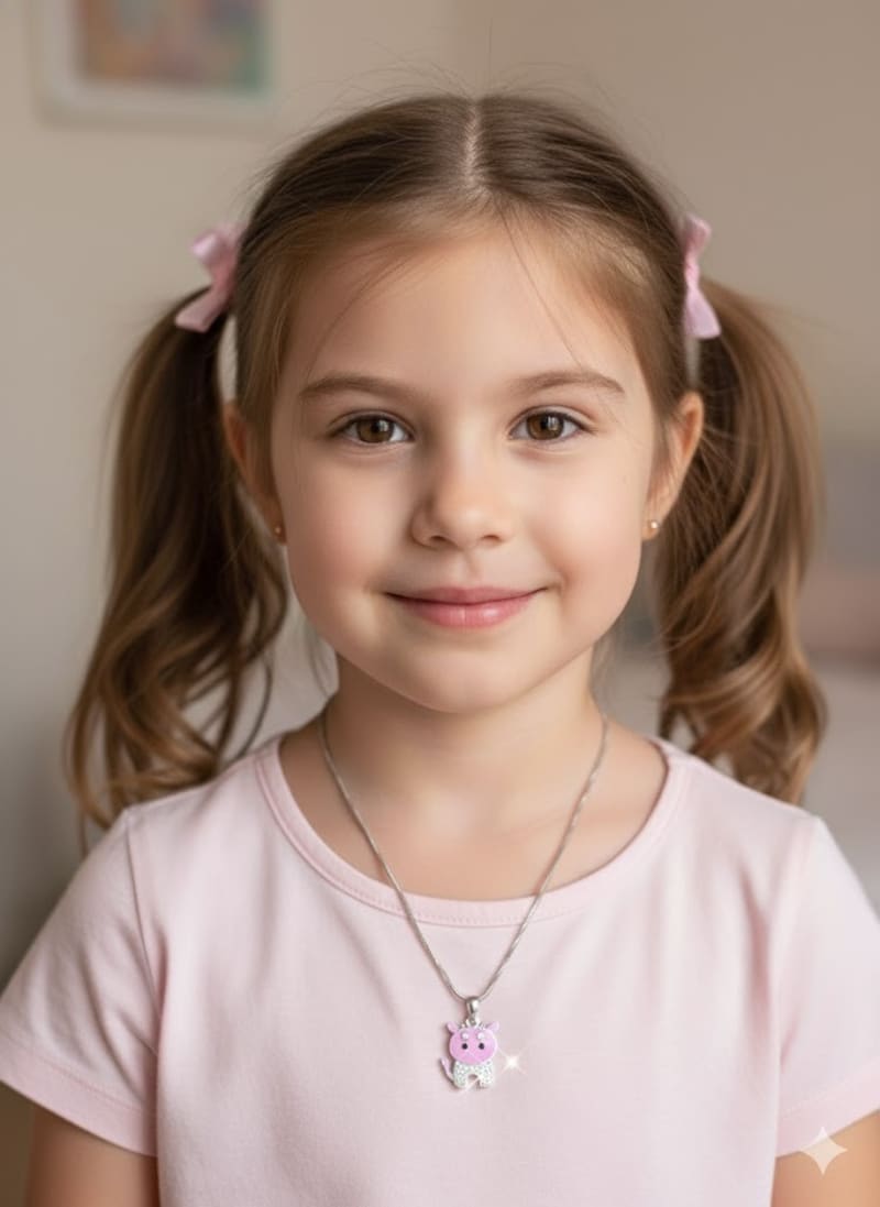 Girls cat Character 925Silver Locket with chain