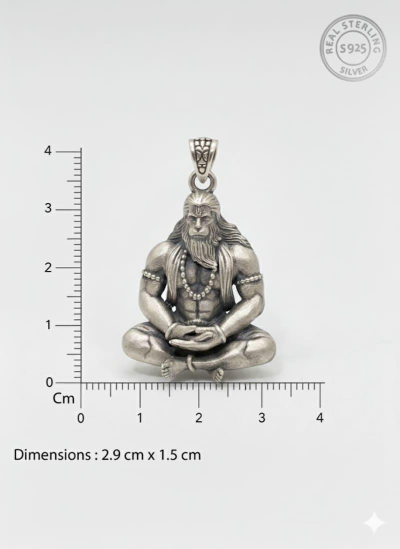 Men's Lord Hanuman Idol Antique Silver Locket Only