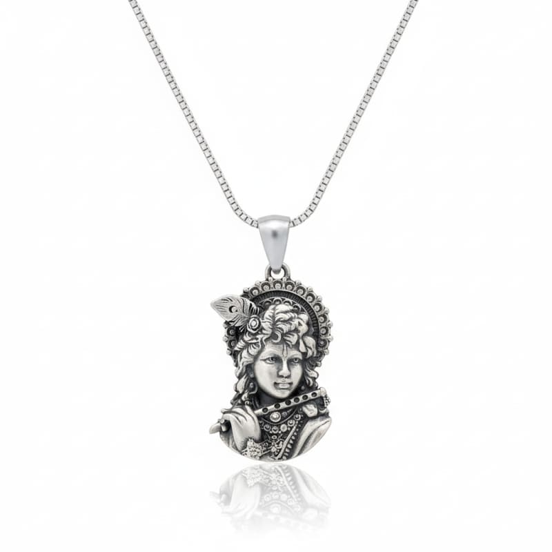 Men's Lord Krishna Idol Antique Silver Locket Only
