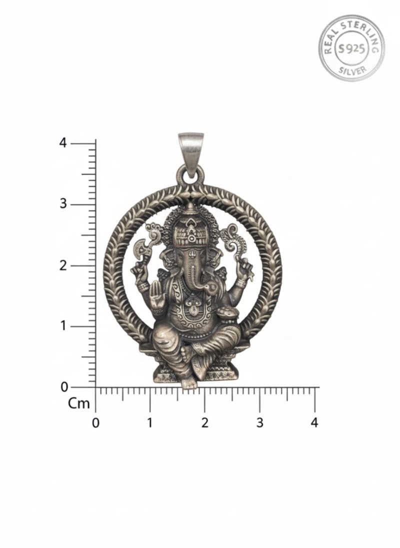 Men's Lord Ganesha Idol Antique Silver Locket Only