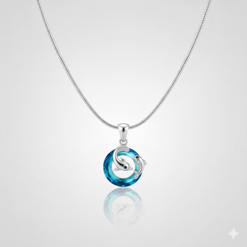 Gir's round Dolphin pendent with chain