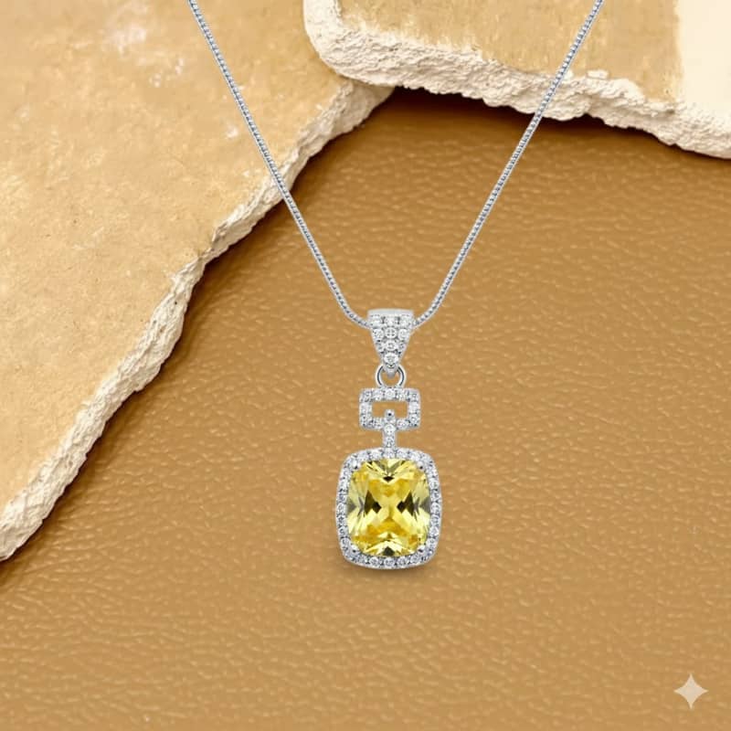 Girl's Yellow stone Pendent set with chain