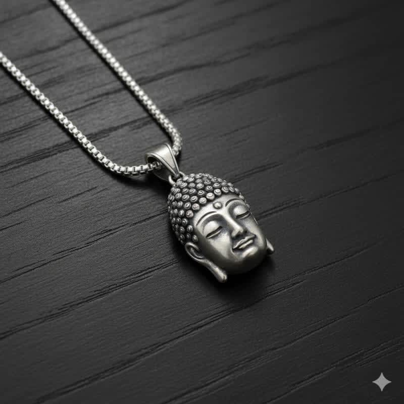 Men's Lord Buddha Idol Antique silver locket with chain