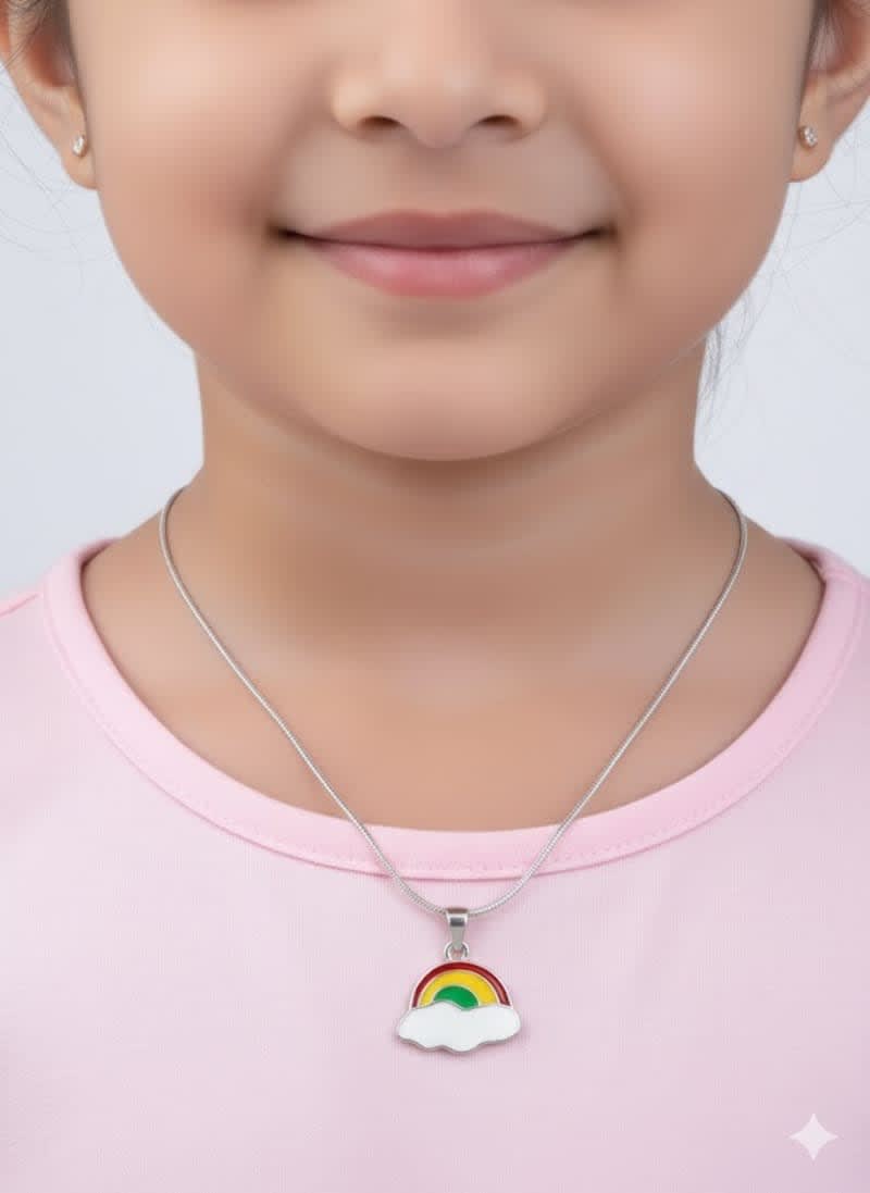 Aradhya925 Girl's Rainbow Locket with chain silver925