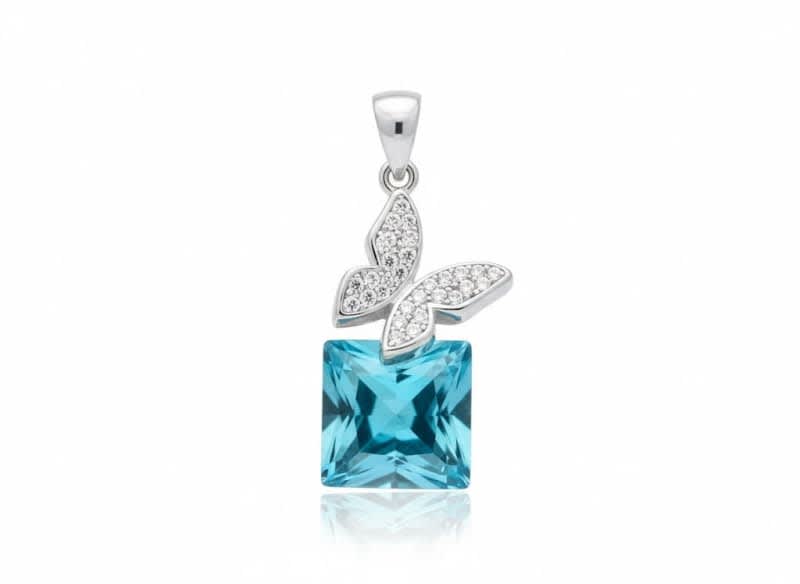 Aradhya925 Girl's Blue Stone Pendent With Chain