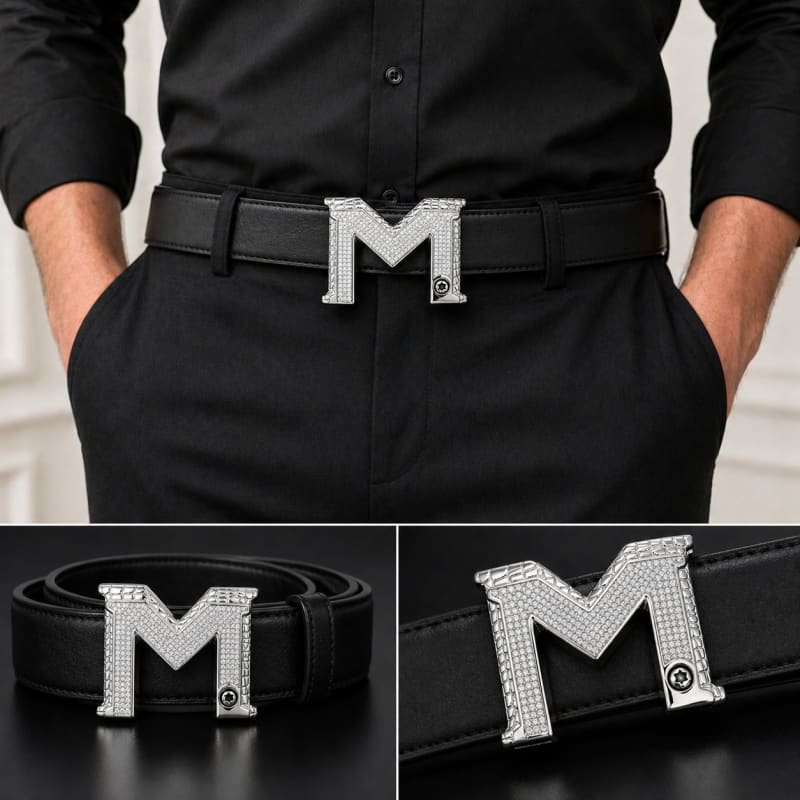 Aradhya925 M Name Silver Belt Buckle(Only Buckle Pack Of 1)