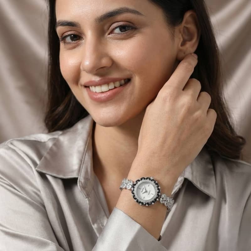 Aradhya925 Pure Silver925 Black round shape Analog watch