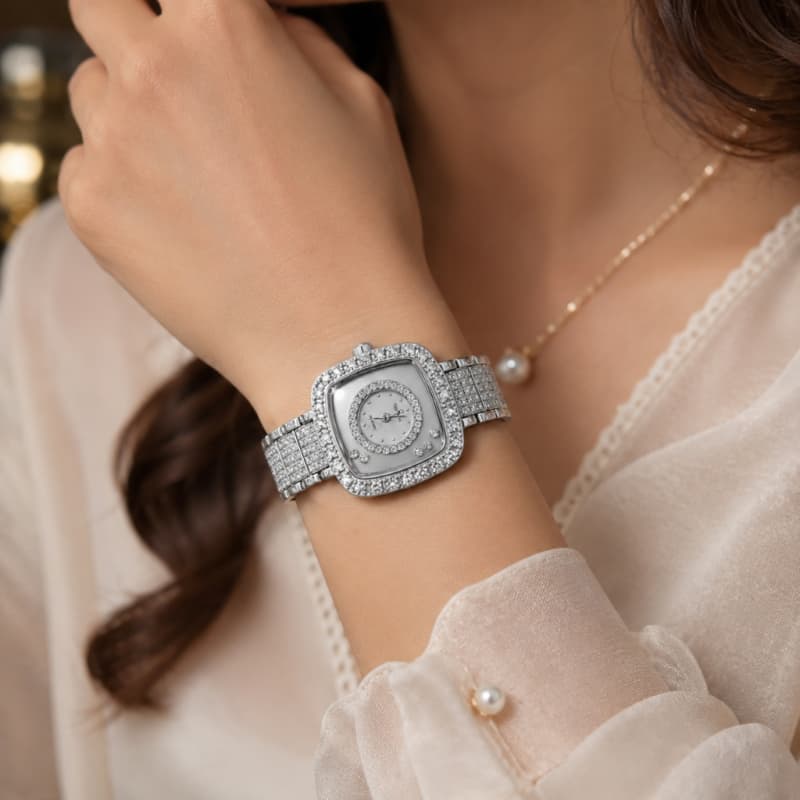 Aradhya925 Unique Design Stone Movement Analog watch